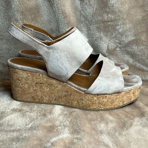 Coclico Platform Tan Suede Cork Singback Sandals Women's Size 39 US Size 8.5  :) - Picture 1 of 8